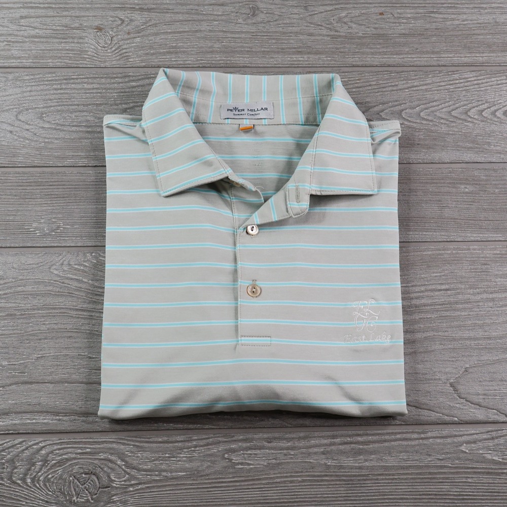 Peter Millar Summer Comfort Polo Shirt Men's Large East Lake Golf Club Gray